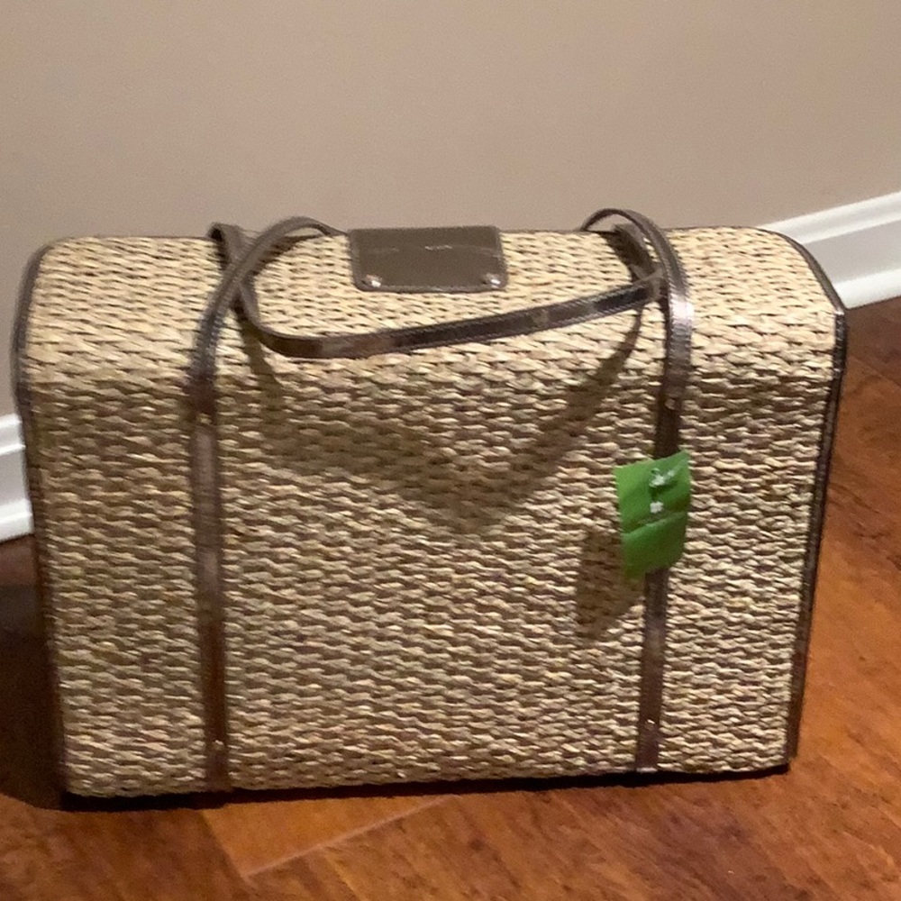 NWT Vintage Kate Spade Large Janna Wicker Tote - Picture 7 of 14